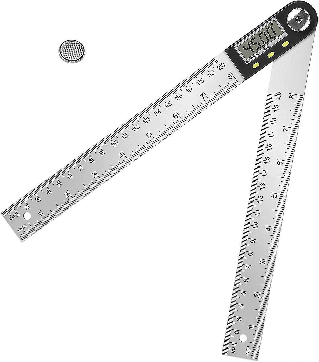 Digital Angle Ruler,200mm Stainless Steel,Zero Adjustment,Lock Function,LCD Display,360 Measuring Angle
