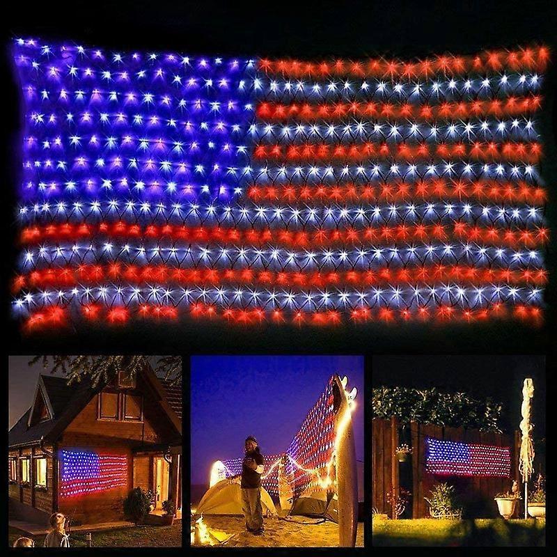 420 LED American Advanced Flag String Lights, Waterproof Led Flag Net Light of The United States