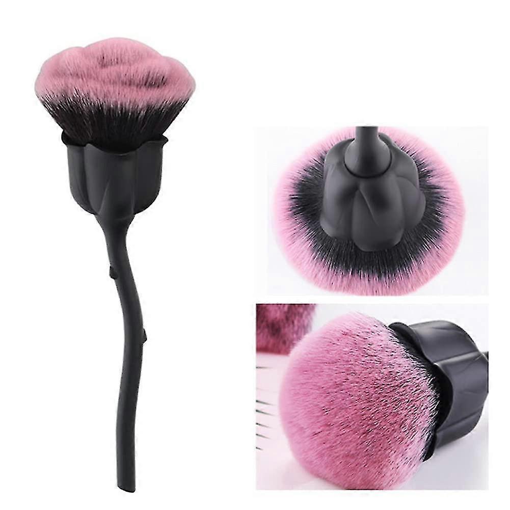 1 Pack Rose Makeup Brush Blush Brush Black Long Handle Large Soft And Delicate Fiber Bristles For Girls' Daily Make-up (2.56 Inch)