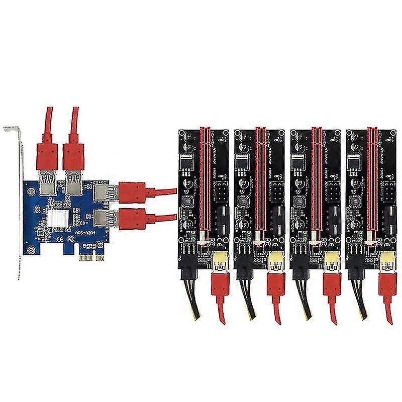 009s Pci Express Multiplier Pci-e Riser Card Pcie 1 To 4 Slot Usb 3.0 1x To16x