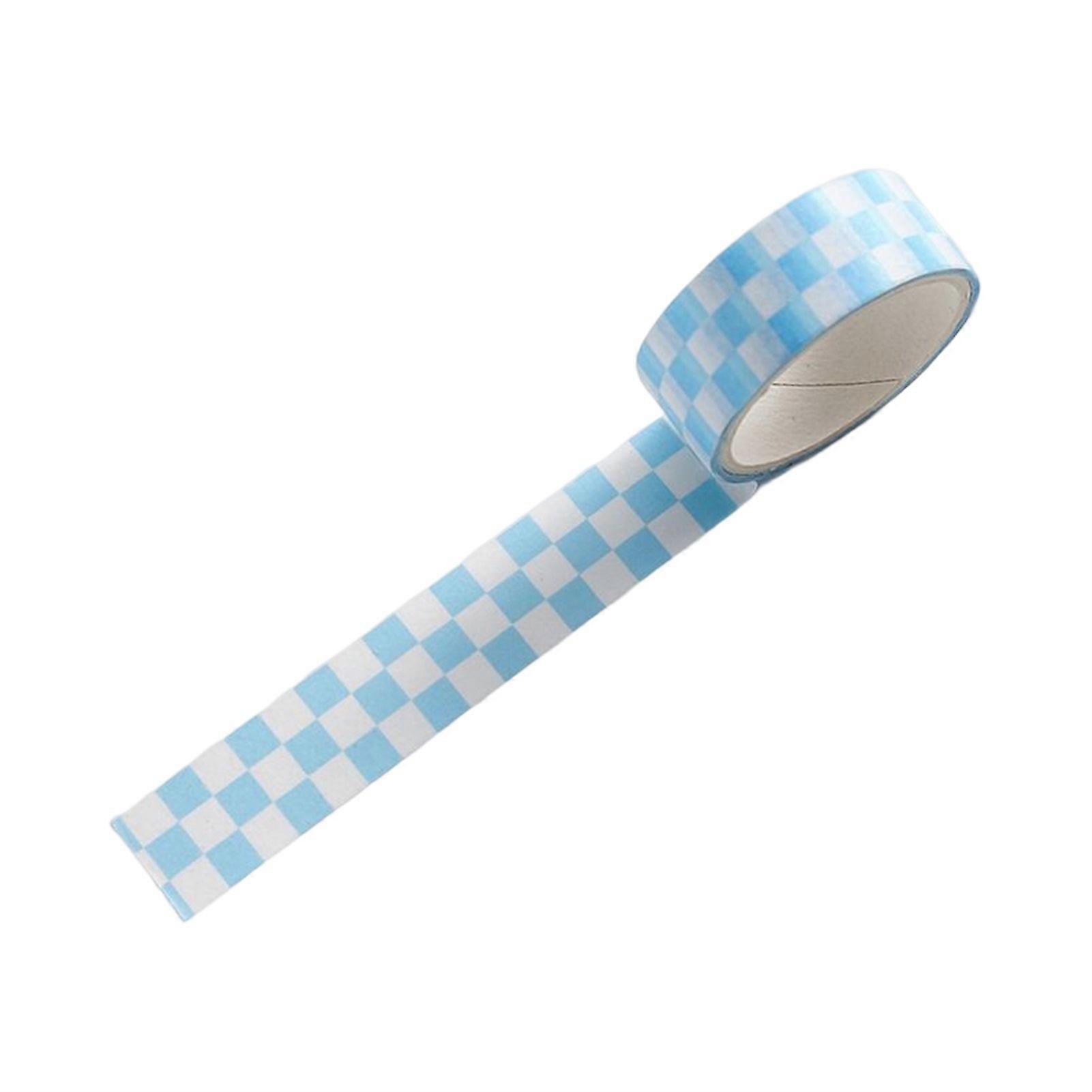 JIKAIX 1 Roll Washi Tape Sticky Adhesive Clear Print Removable Fade-resistant Scrapbooking Washi Checkerboard Pattern Paper Tape for Kids
