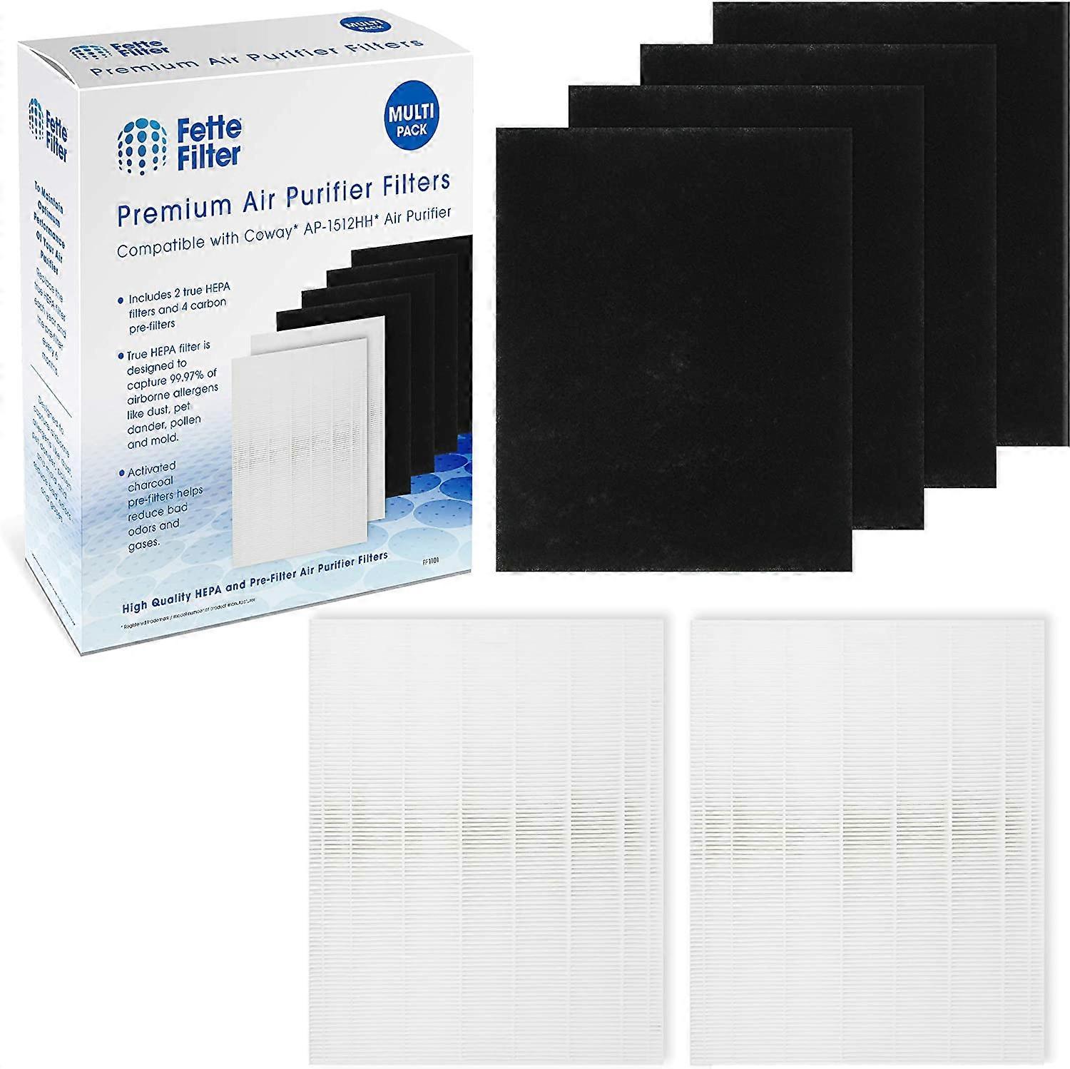 2-Pack - Coway 3304899 Compatible Filter Pack for AP1512HH - 2 HEPA Filters Plus 4 Carbon Pre-Filters - AP-1512HH
