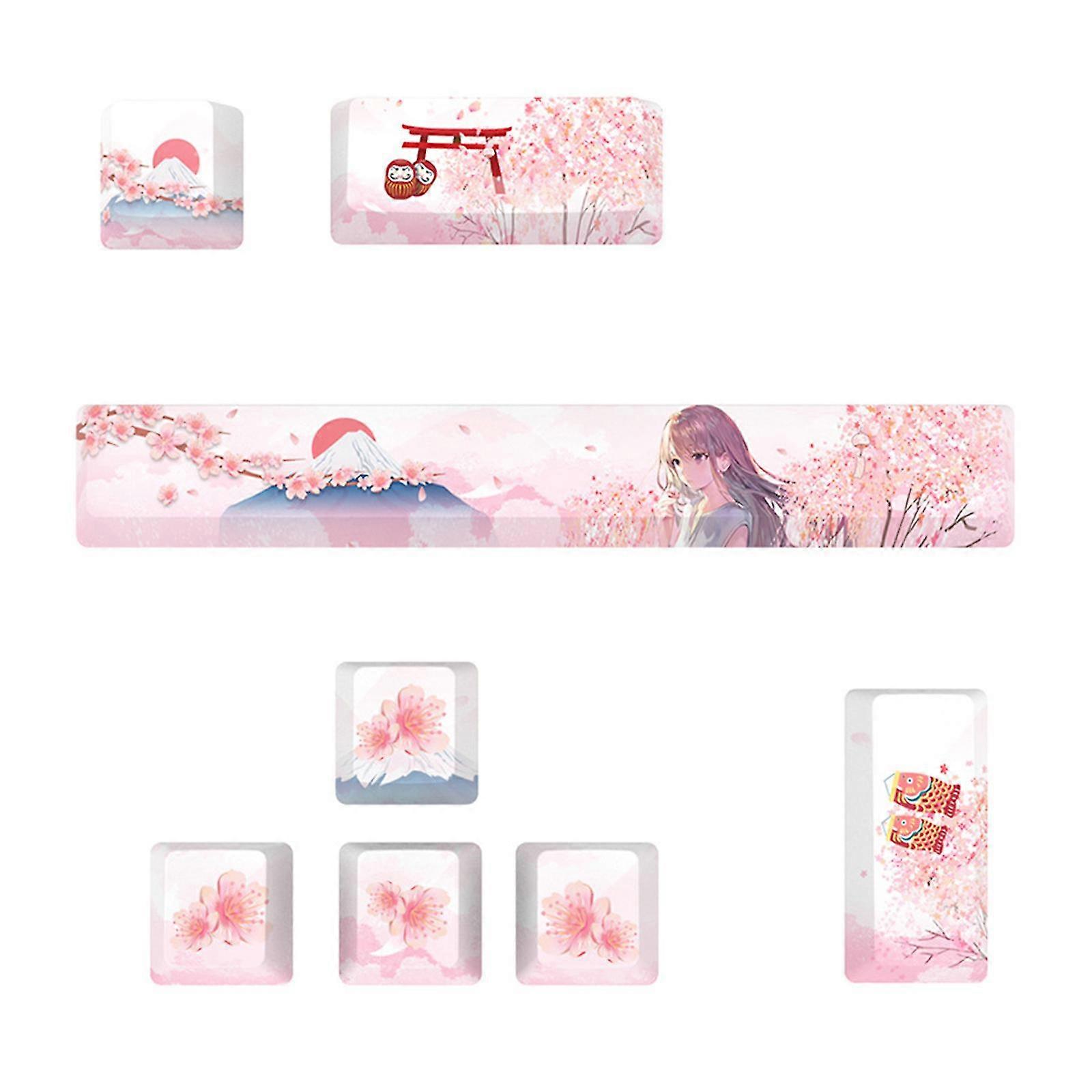 8 Keys Oem Enter Space Directions Keycaps Pbt Dye Subbed Cherry Blossom Keycap