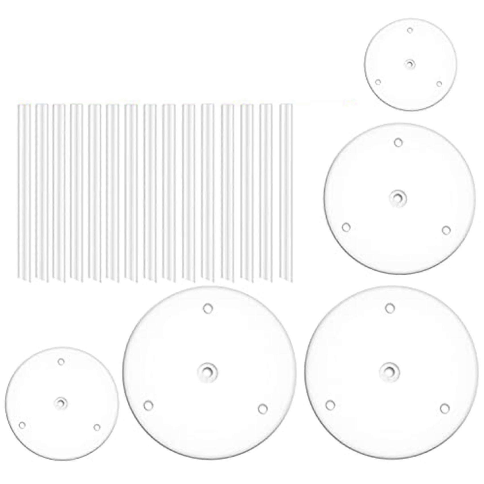Cake Plate,5 Cake Stand, Cake Base (9/12/16/20/20 Cm) With 15 Dowel Rods, Reusable For Tiered Stack