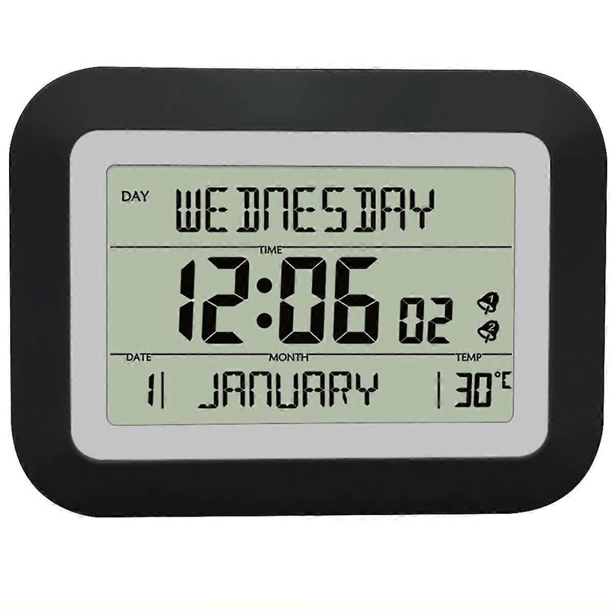 Réveil électronique LED LCD numérique grand écran affichage de la date température humidité horloge de table numérique A