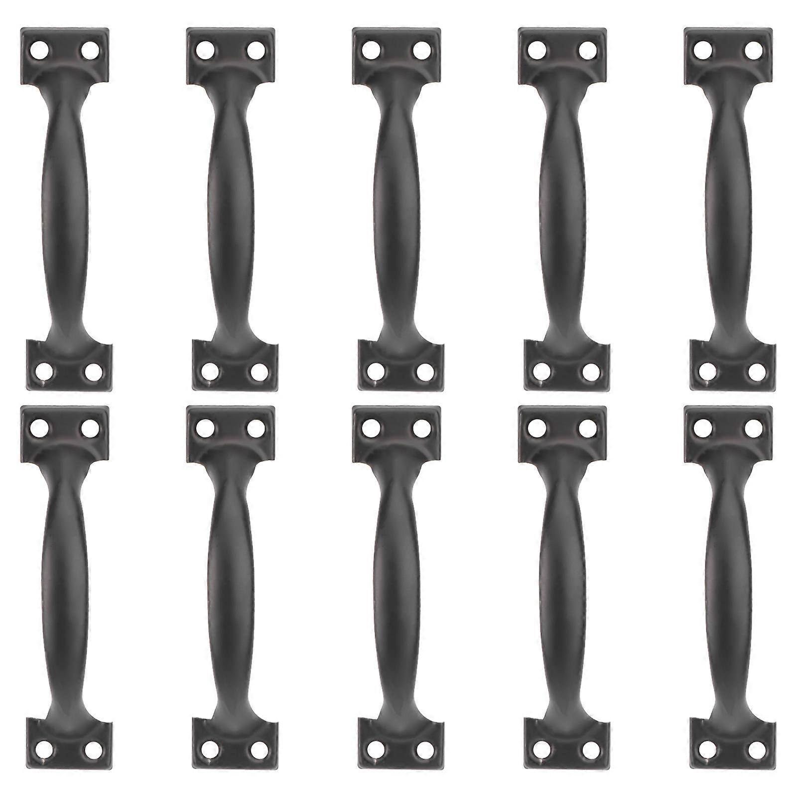 10pcs 4 Inches Retro Style Drawer Handle Dumpling Shape Pull Ring Knob for Kitchen Drawer Cabinet (Black)
