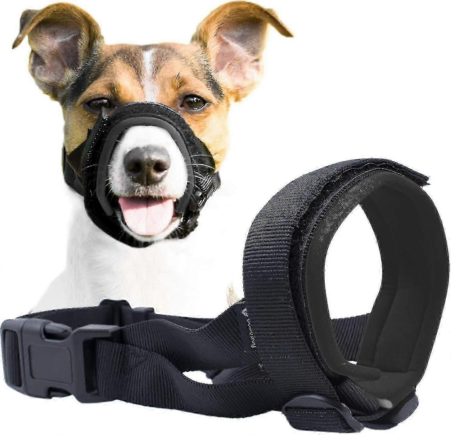 Gentle Muzzle Guard For Dogs - Prevents Biting And Unwanted Chewing Safely Secure Comfort Fit - Soft Neoprene Padding No More Chafing Included Traini