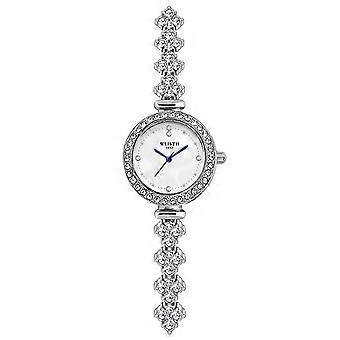 WLISTH 6196 Stijlvol Zirkoon Decor Vrouwen Rond Quartz Horloge Metalen Band Polshorloge