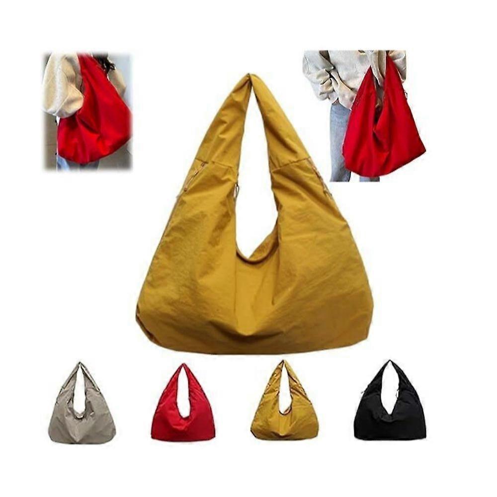 Women's Solid Color Textured Draped Tote Bag,Big Capacity All-Match Underarm Bag