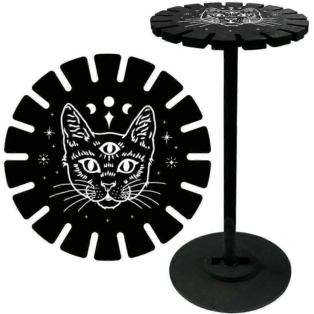 Gothic Cat Crystal Pendulum Shelf Pendant Display Holder Stand Black Wooden Dowsing Divination Metaphysical Boards Witchy Stuff for Halloween Home Han