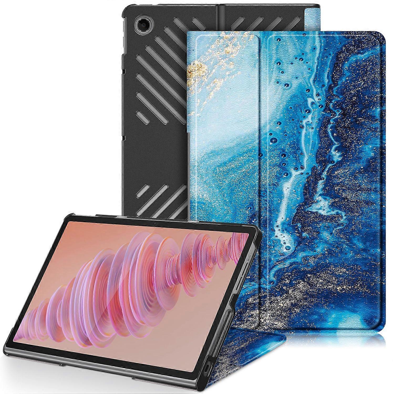 Custer Coloured Drawing 3-folding Leather Smart Tablet Case