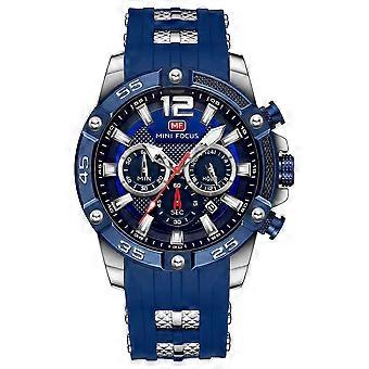 Horloges Heren Quartz Uurwerk Chronograaf Datum Kalender Siliconen Band 30M Waterdicht Zwart Blauw Heren Horloges Polshorloge Cadeaus voor Heren