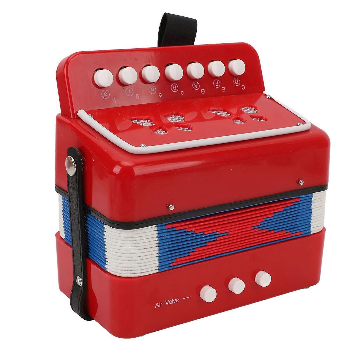 Kids Accordion 7 Key 2 Bass Button Accordion Music Education Instrument with Belt Buckle