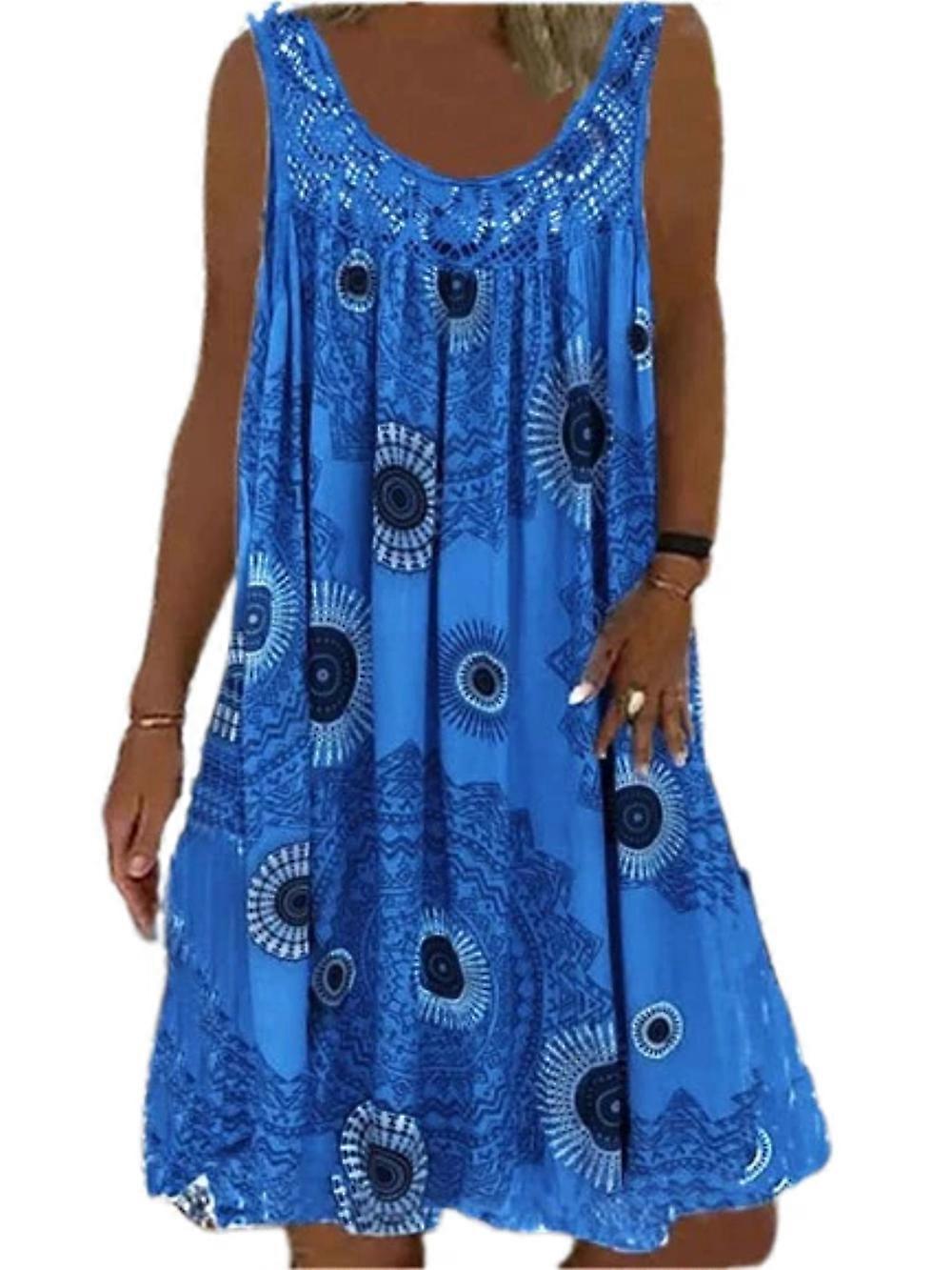 בגדי ריקוד נשים ללא שרוולים סגנון רחוב צווארון עגול ספורט שמלה יום יומית