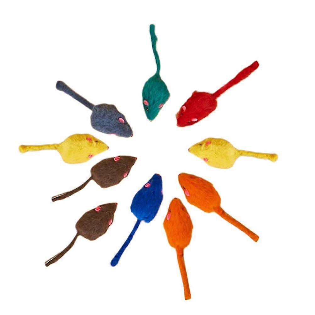 10pcs in A Pack False Mice Toys Little Mouse Shaped Cat Toy Interactive Mini Funny Mouse Toys for Pet Cats Kitty (Mixed)