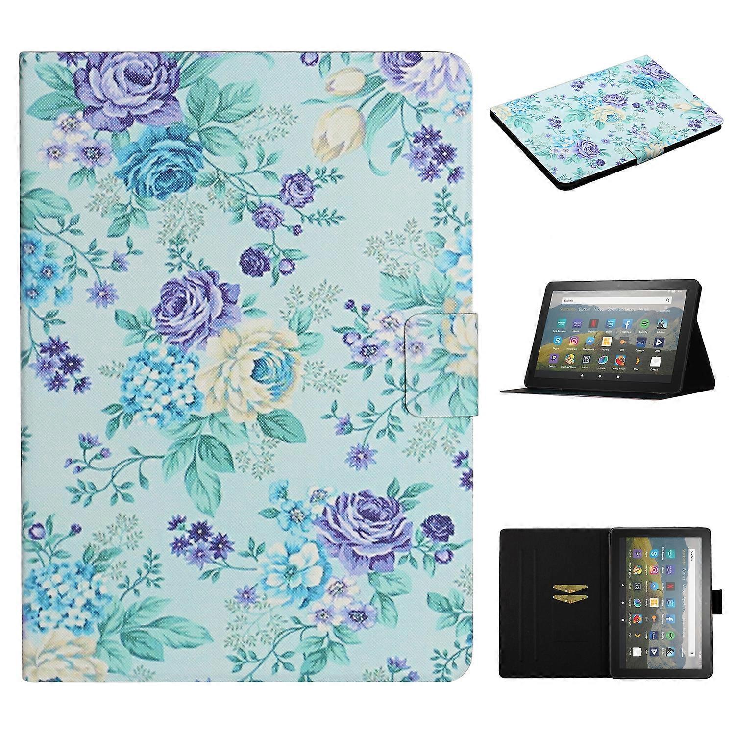 Colored Drawing Flower Smart Leather Tablet Case For Amazon Kindle Fire Max 11