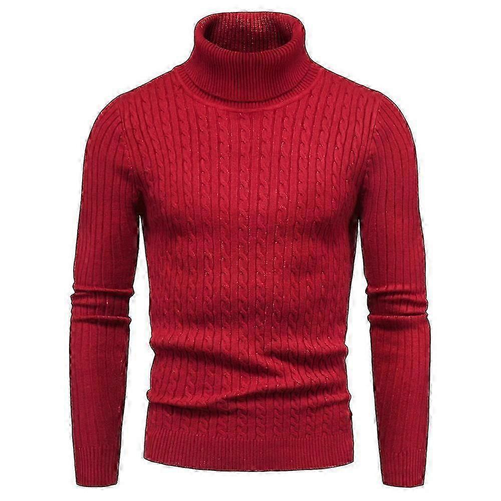 Erkekler Polo Yaka Örme Kazak Kazak İnce Temel Yüksek Boyun Jumper