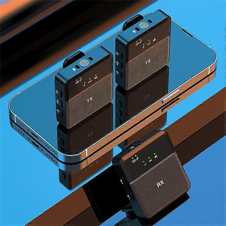 SX9 Compatible For iPhone Noise Reduction Clip-on Mic Wireless Lavalier Microphone System, 2 Transmitter + 1 Receiver