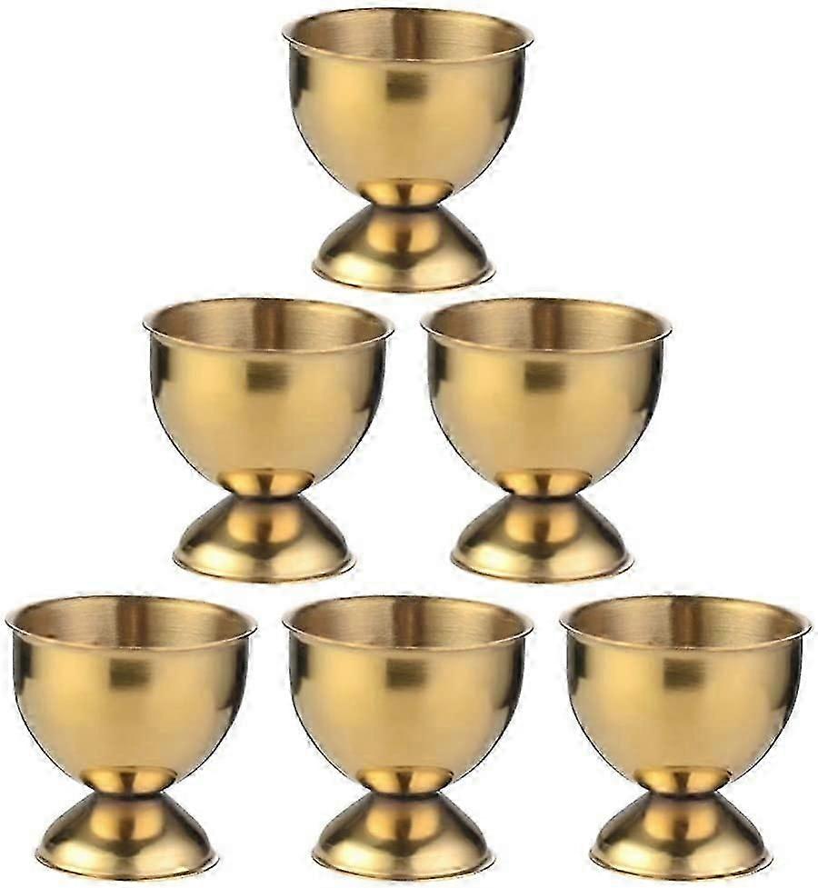 6 قطع حامل البيض الفولاذ المقاوم للصدأ كأس البيض حامل البيض الذهبي صينية البيض صينية البيض للأطفال بيضة عيد الفصح