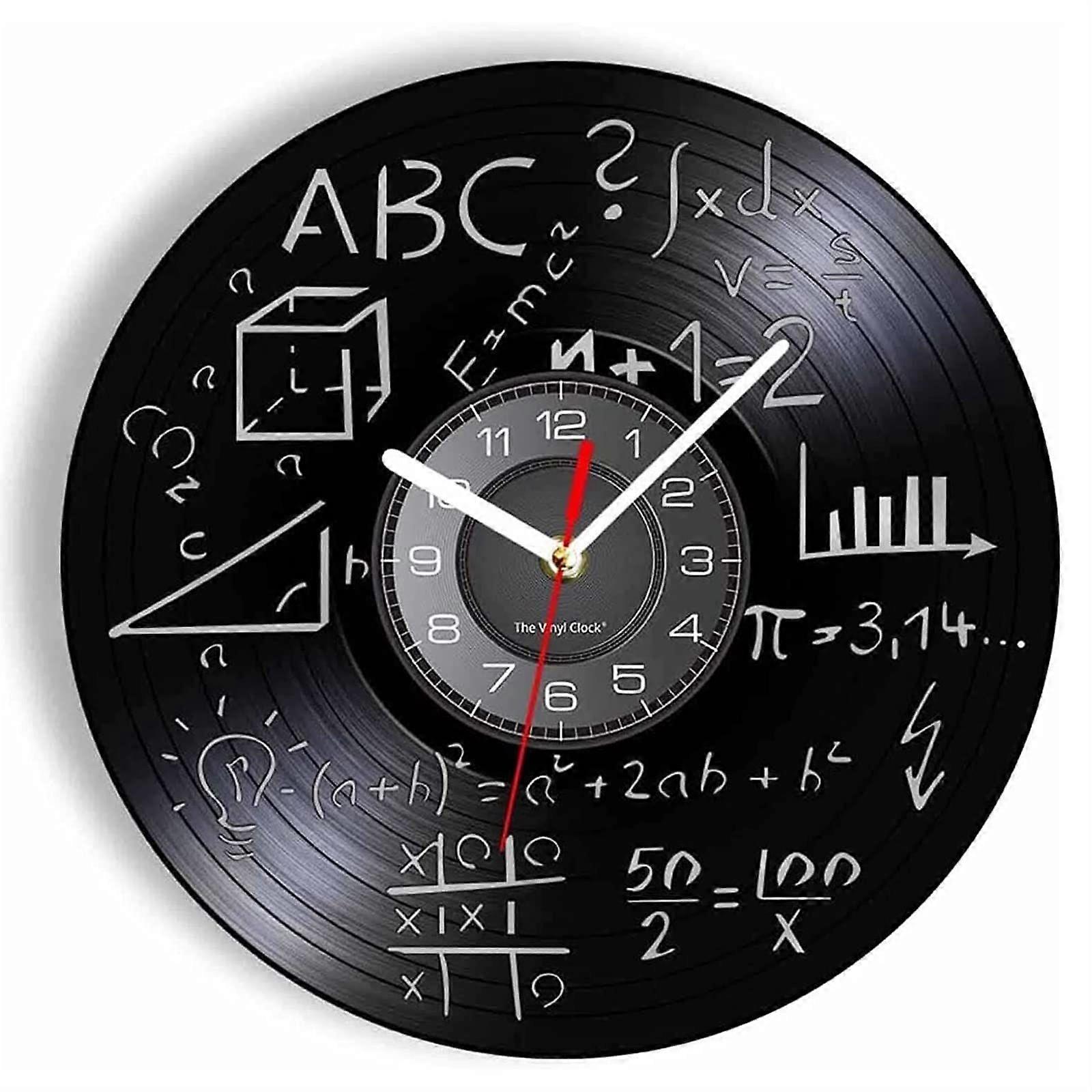 Wall Clock 12'' Math Science Vinyl Record Math Formula Silent Quartz  Wall Clock