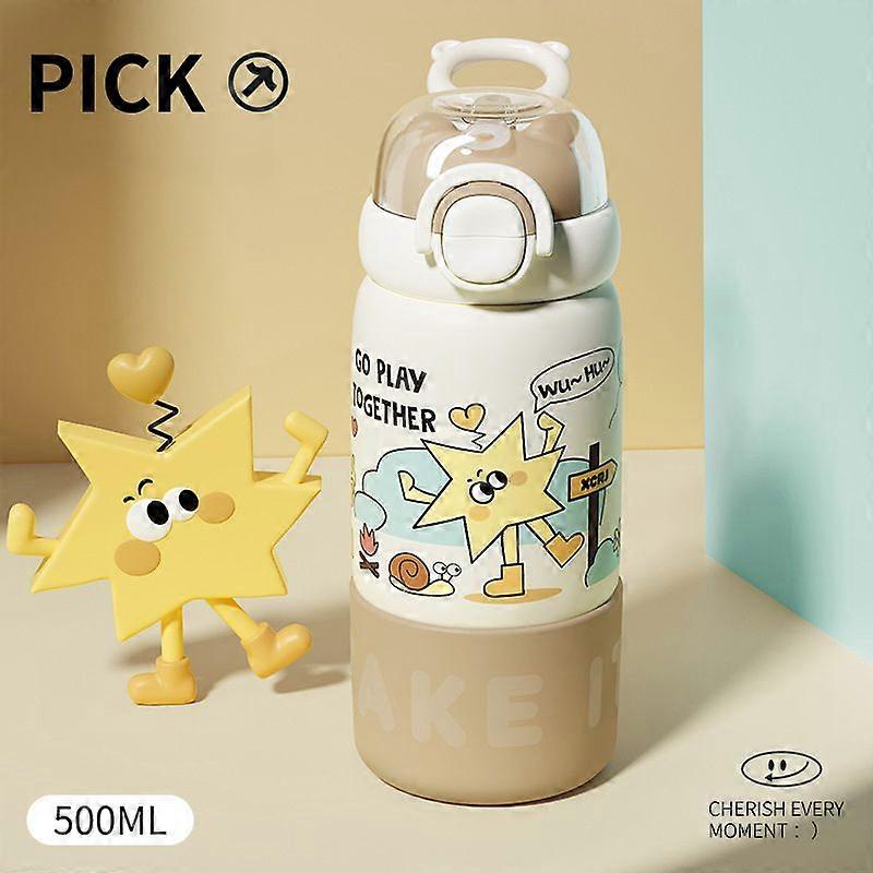 17oz Insulated Stainless Steel Leakproof Thermos Water Bottle for Sports,Travel,School-Brown