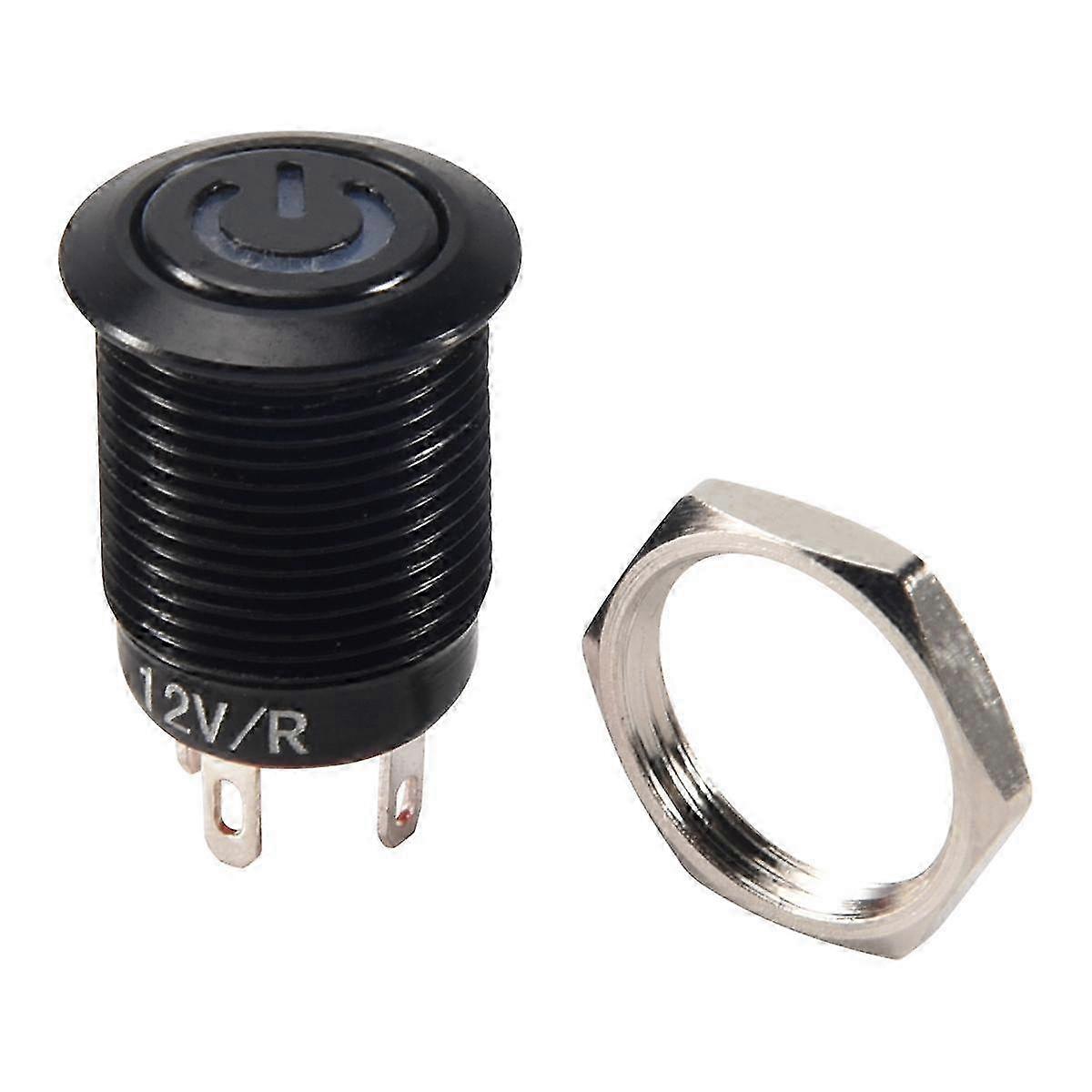 12V 2A 9.5mm LED Metal Cap Power Momentary Push Button Switch Car DIY Modified,