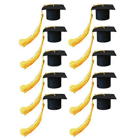 10 Pcs Bachelor Cap Ornament Doctor Master Graduation Season Cake Topper Bouquet Decoration Prop with Tassel Lightweight Party Favors Mini Hat Decor