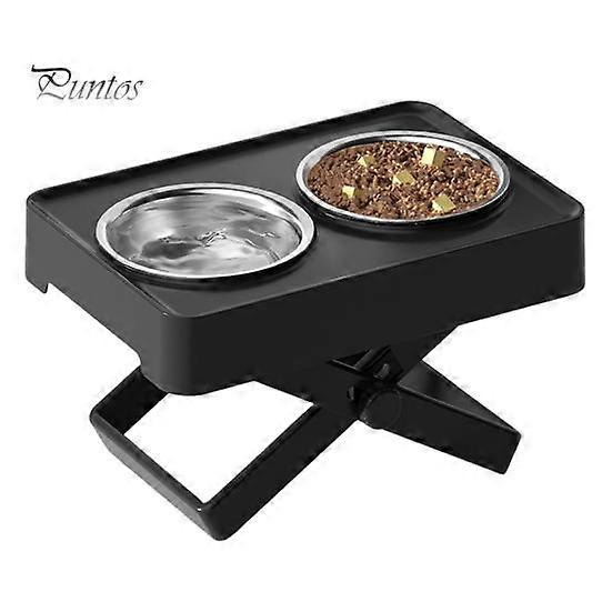 Elevated Dog Bowls Height Adjustable Raised Dog Bowl Non-slip X-shape Stand with Stainless Steel Bowls for Small Dogs