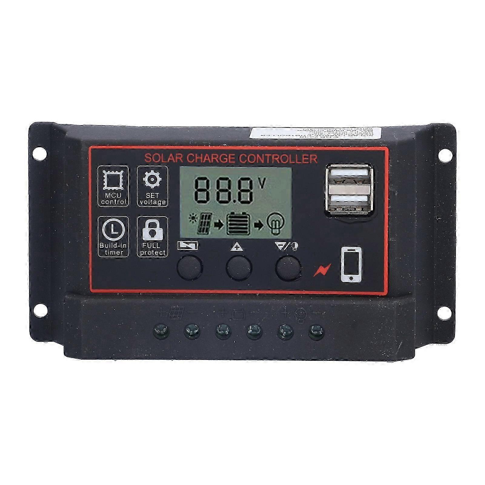 Solar Charge Controller Adjustable Photovoltaic Smart Power Generation Regulator 12V 24V 10ARed