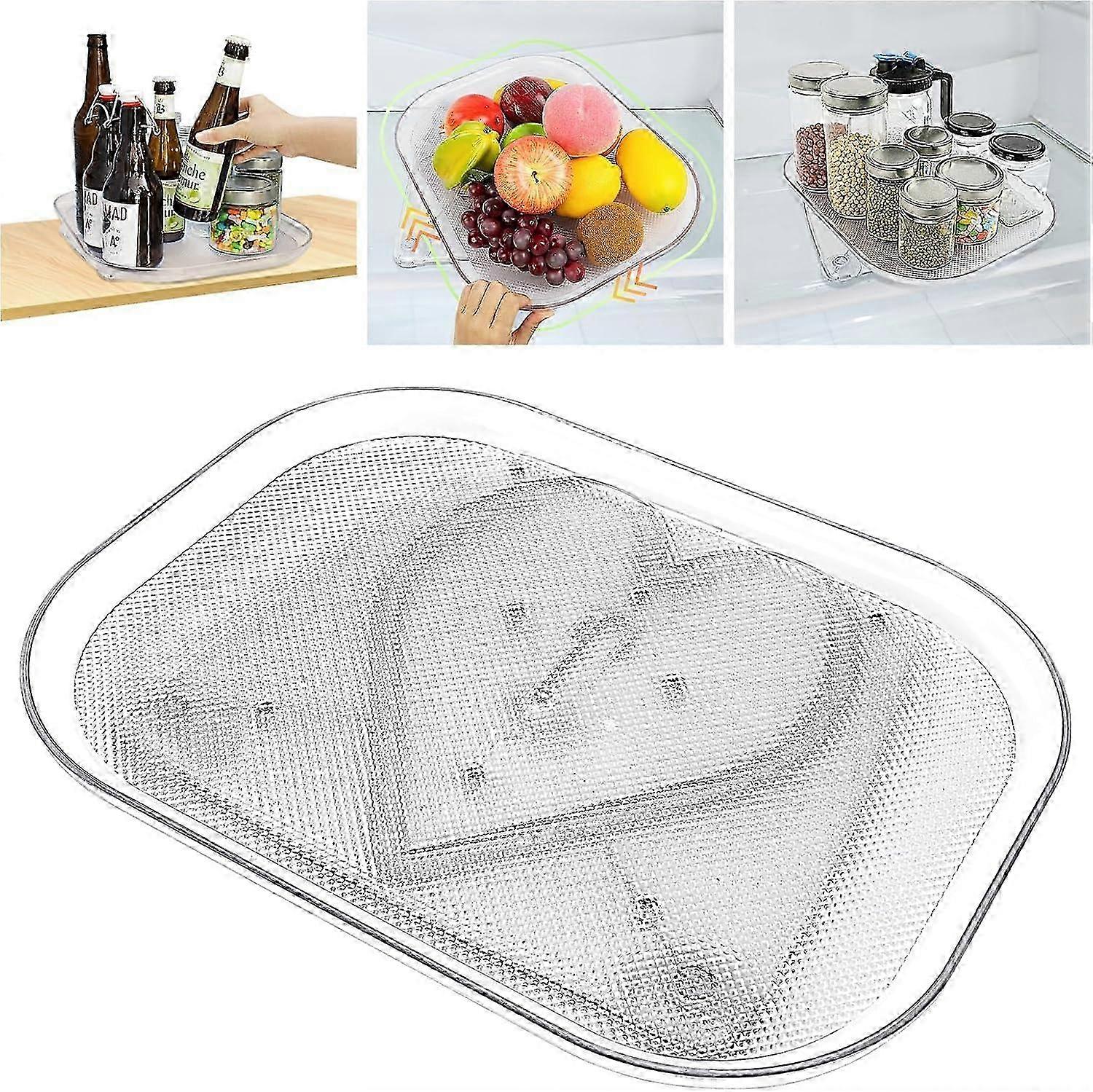 Lazy Susan Turntable Organizer for Refrigerator, Square Clear Lazy Susan Organizer Storage(15.67' x 11.73' x 1.26')