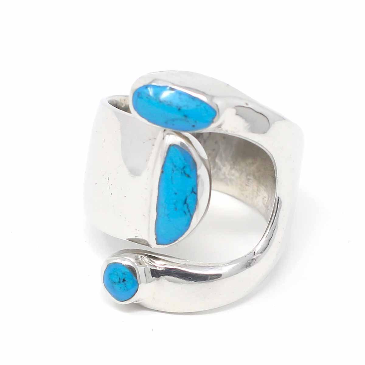 Alpaca Silver Wrap Ring Turquoise Size 8