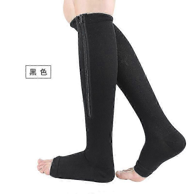 Medical Zipper Compression Sock Women Men High Elasticity Nylon Closed Toe Pressure Stocking for Edema Varicose Veins