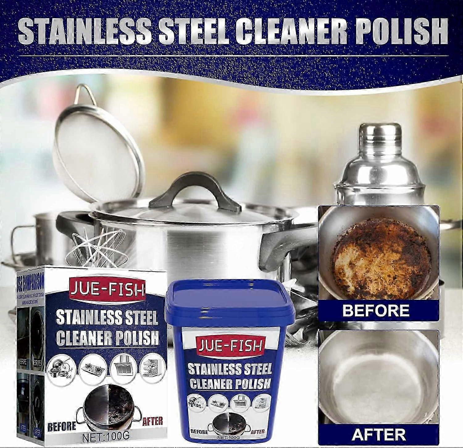 unique Stainless Steel Cleaning Paste, Multi-Purpose Powerful Cookware Decontamination Rust Removal, Kitchen Cleaning and Stain Removal Paste