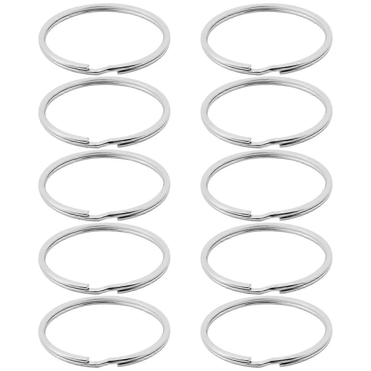 10X Quality 50Mm Keyring Split Ring Set Heavy Duty Large Nickel Key Loop Sprung Hoop