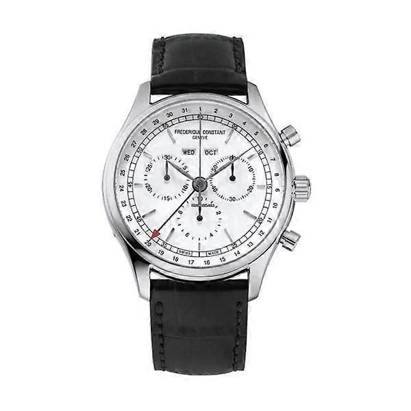 Frederique Constant Classics Quartz Chronograph Triple Calendar Fc-296sw5b6 – White Dial, Black Leather Strap