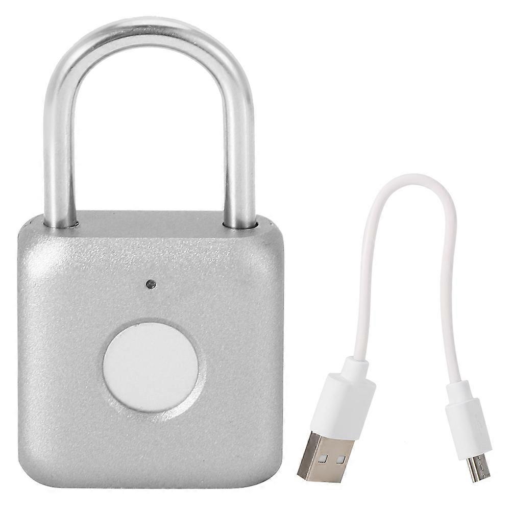 USB Keyless Fingerprint Padlock AntiTheft Security Locks for Distribution Box Drawer Cabinet(Gray )