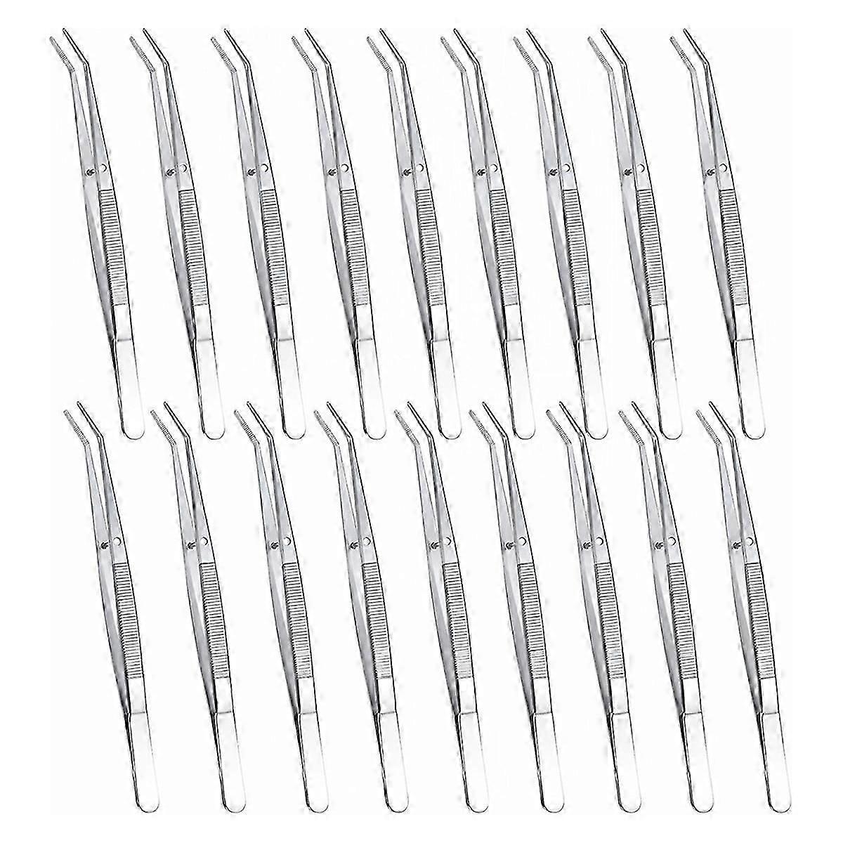 18 قطعة ملاقط من الفولاذ المقاوم للصدأ مع طرف مسنن منحني متعدد الأغراض ملاقط مدببة منحنية للتصنيعP2025041101078