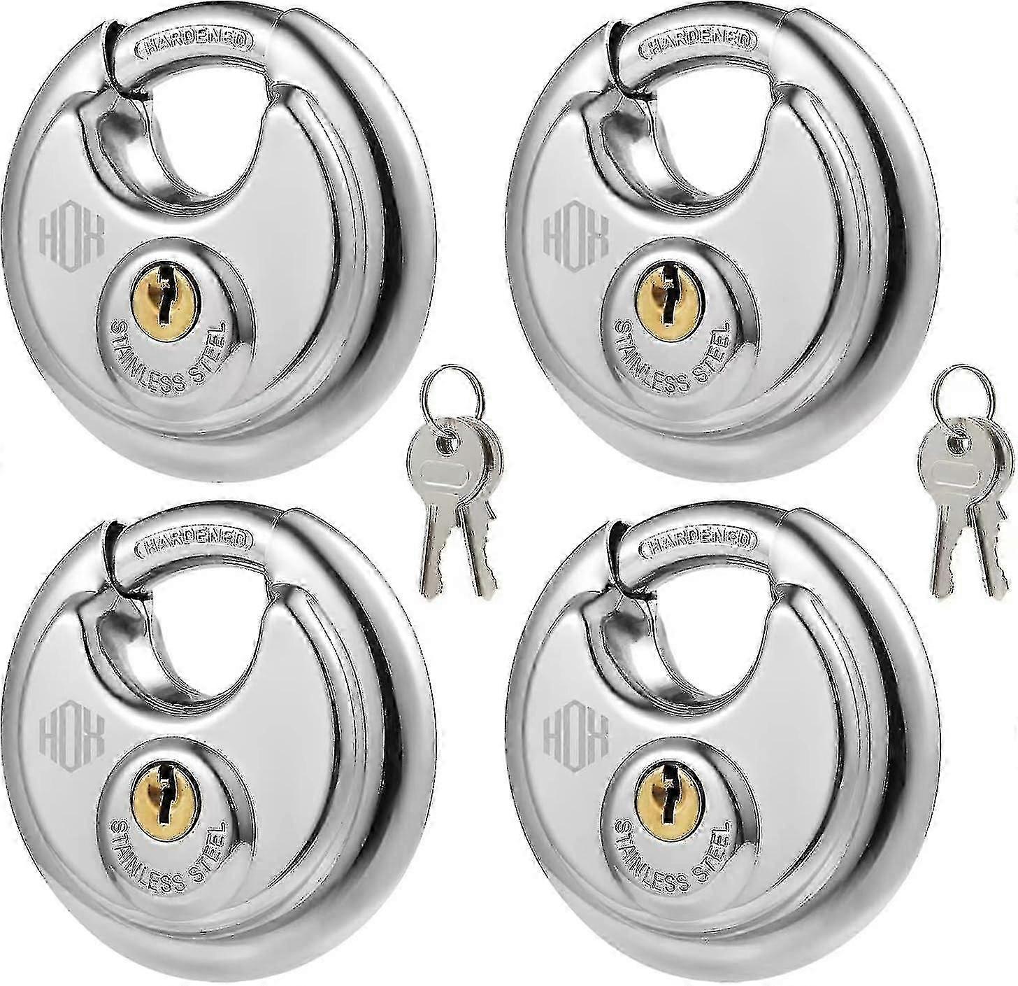 מנעול דיסק עם מפתח, מנעולים דמויי מפתח מנירוסטה, מנעולים כבדים, עמידים למים ועמידים בפני חלודה עם שאקל בגודל 3/8 אינץ', גוף רחב 2-3/4 אינץ' טוב