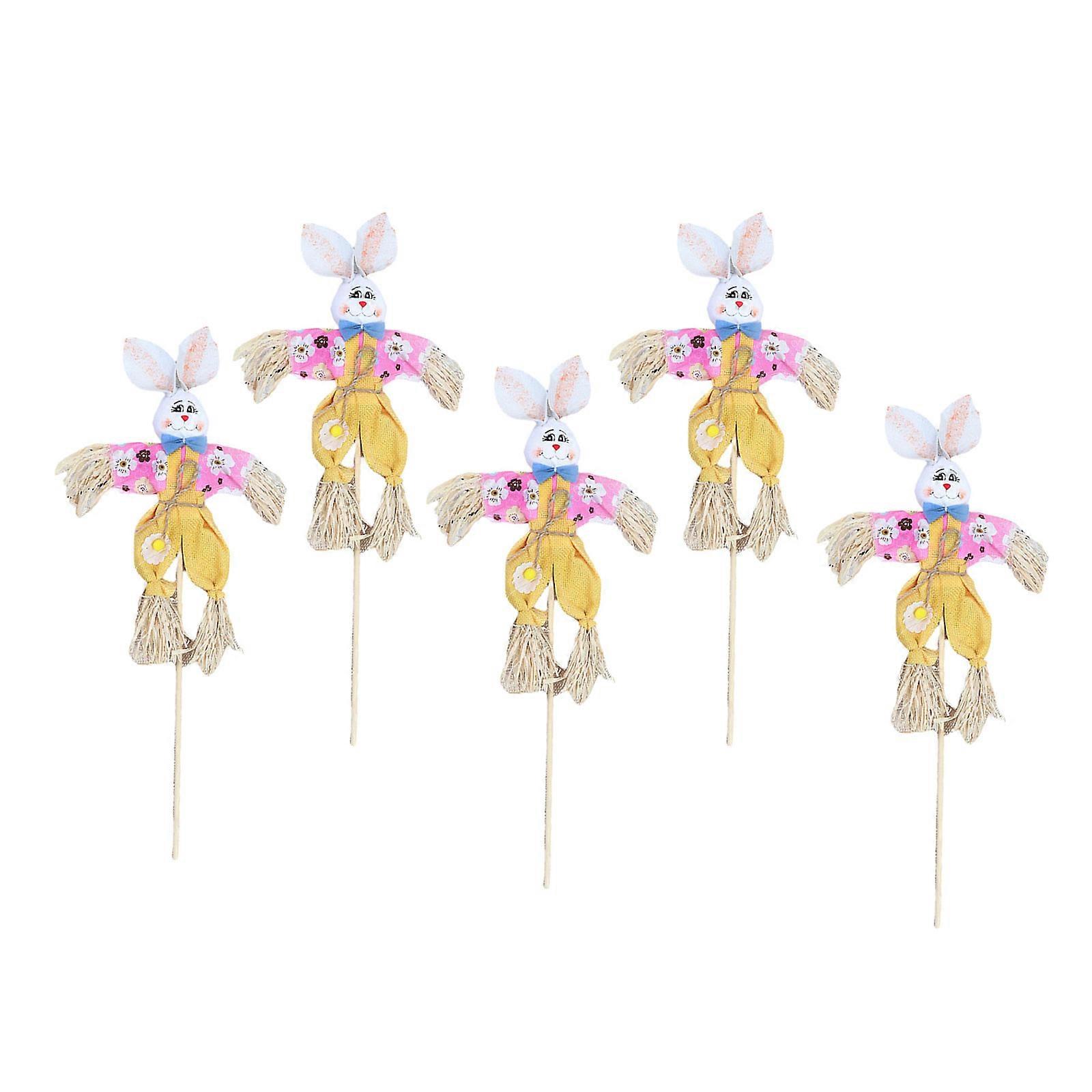 Handmade Easters Rabbit Scarecrow Easters Rabbit Scarecrow Pick Ornament With Bright Color For Festival Decors Yellow
