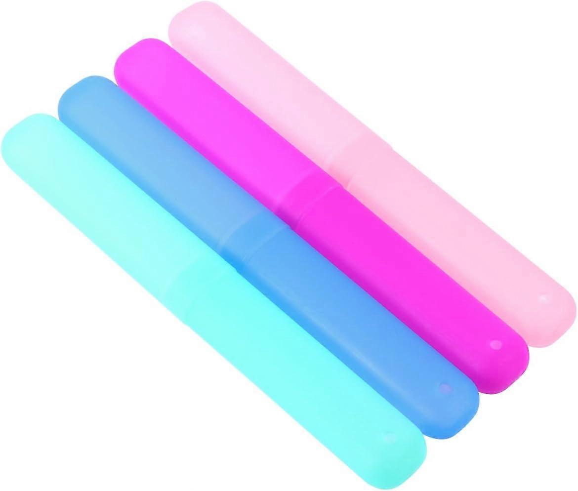4pcs Portable Toothbrush Case Toothbrush Storage Box for Travel (Mixed Color)