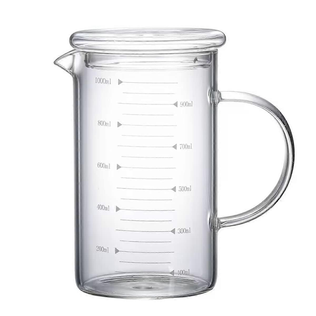 1 Measuring Cup with Lid Clear Scale with Insulated & Spout Handle for Hot Fluid 1000ML