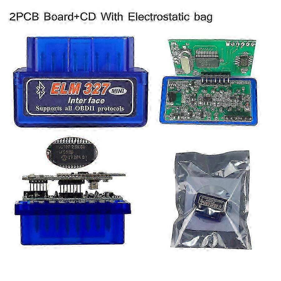 Bluetooth Elm327 Auto V1.5 Dual Double 2pcb Pic18f25k80 Chip Mini Inter Face Check Engine V1.5 For 1992-2021 Car Diagnostic Tool