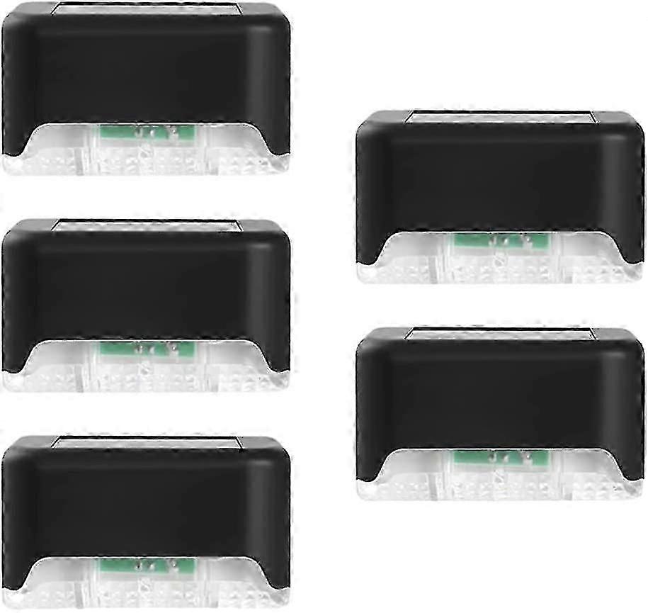 Solar Step Lights Led Deck: 5 Pack Waterproof And Weatherproof Staircase Lighting - White Light