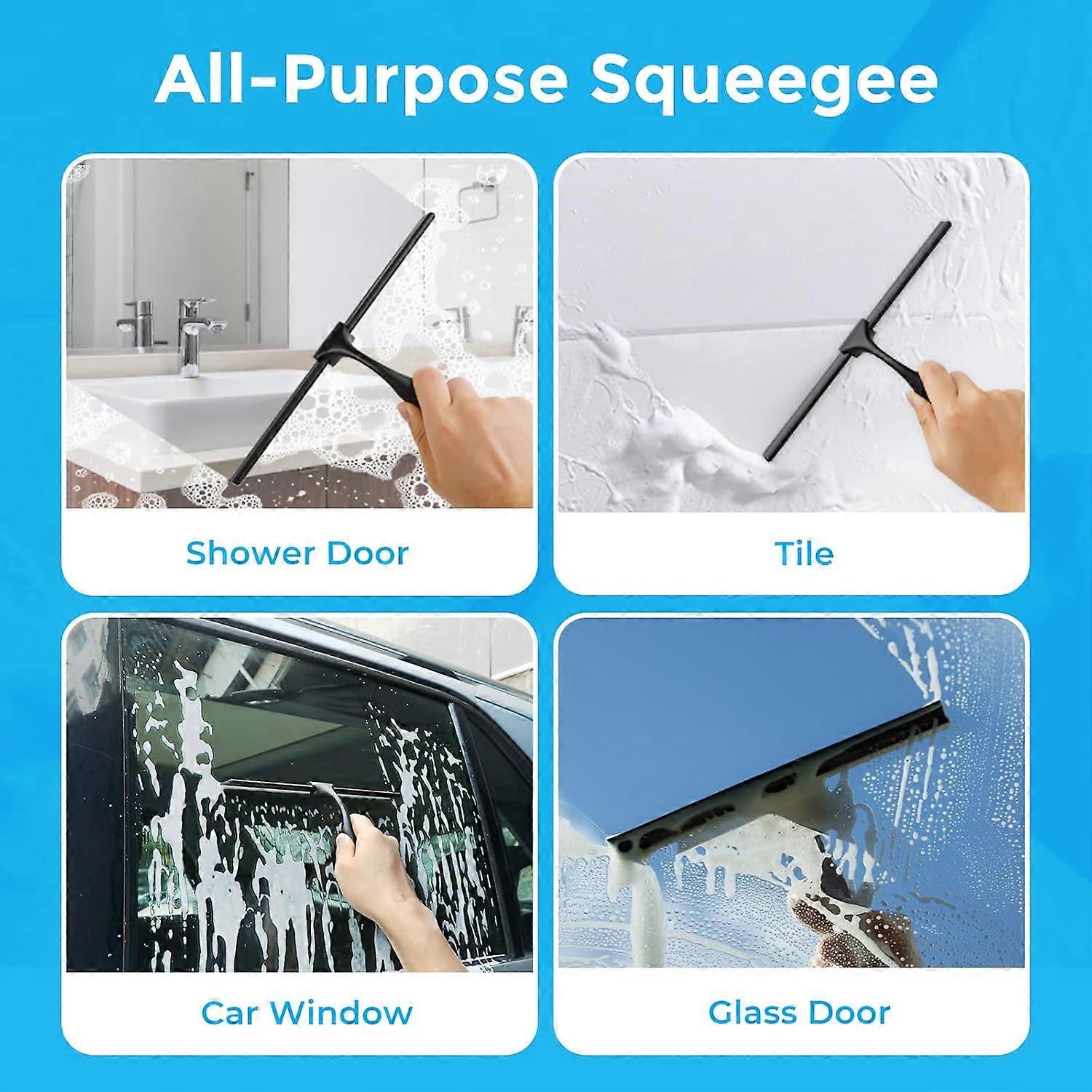 Shower Squeeeee for glass doors, 10 -inch window with non -slip stalk Squegeee wipe
