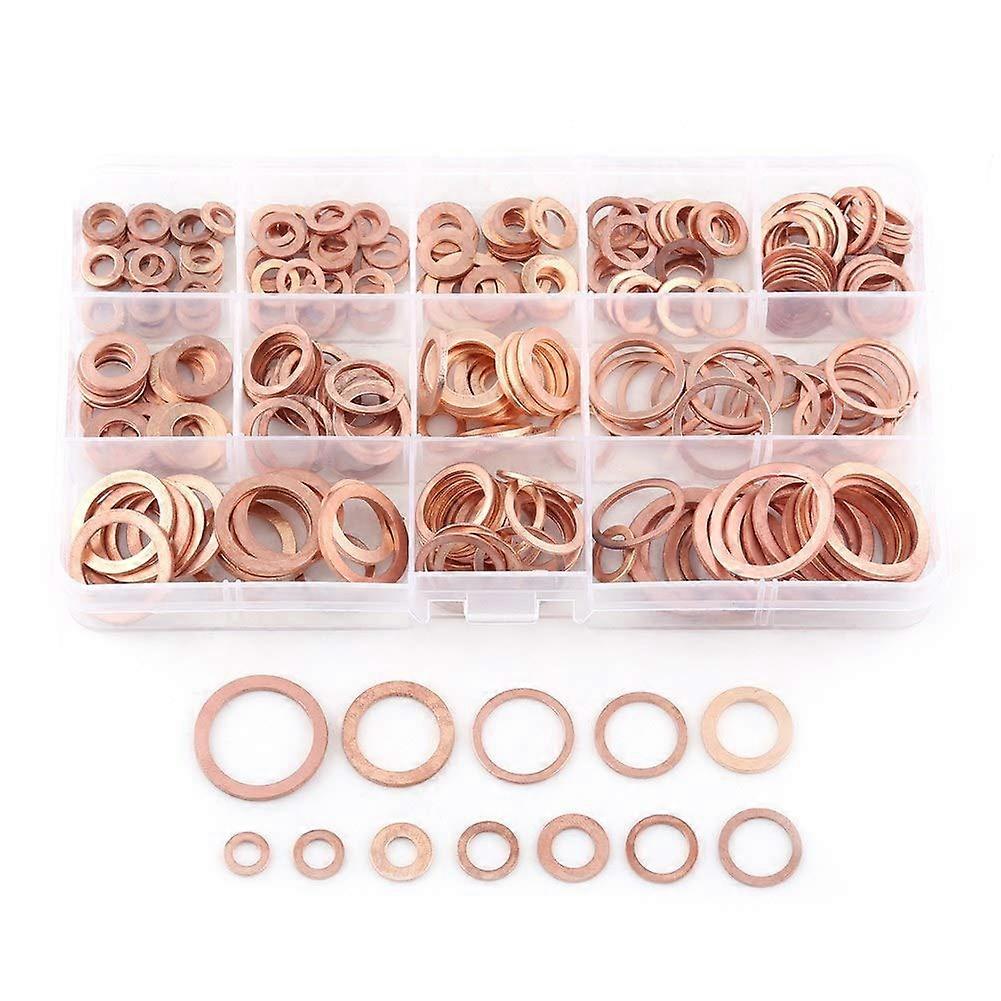 Complete Flat Washer Set 280 PCs, Copper Washer Kit for Automotive, Marine, Generators, Machinery with Housing, Spacers, Wear Pads, 1 Locking Device
