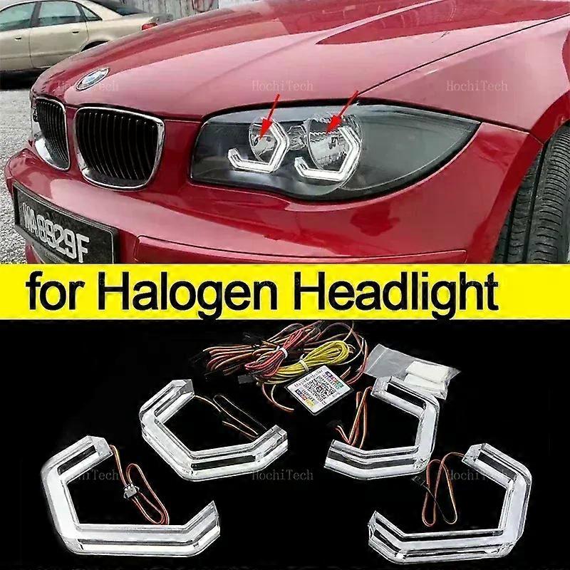 For BMW 1 series E81 E82 E87 E88 2004-2013 RGB multi colors Light Rings APP control Turn signal flashing DRL LED Angel Eyes Kit