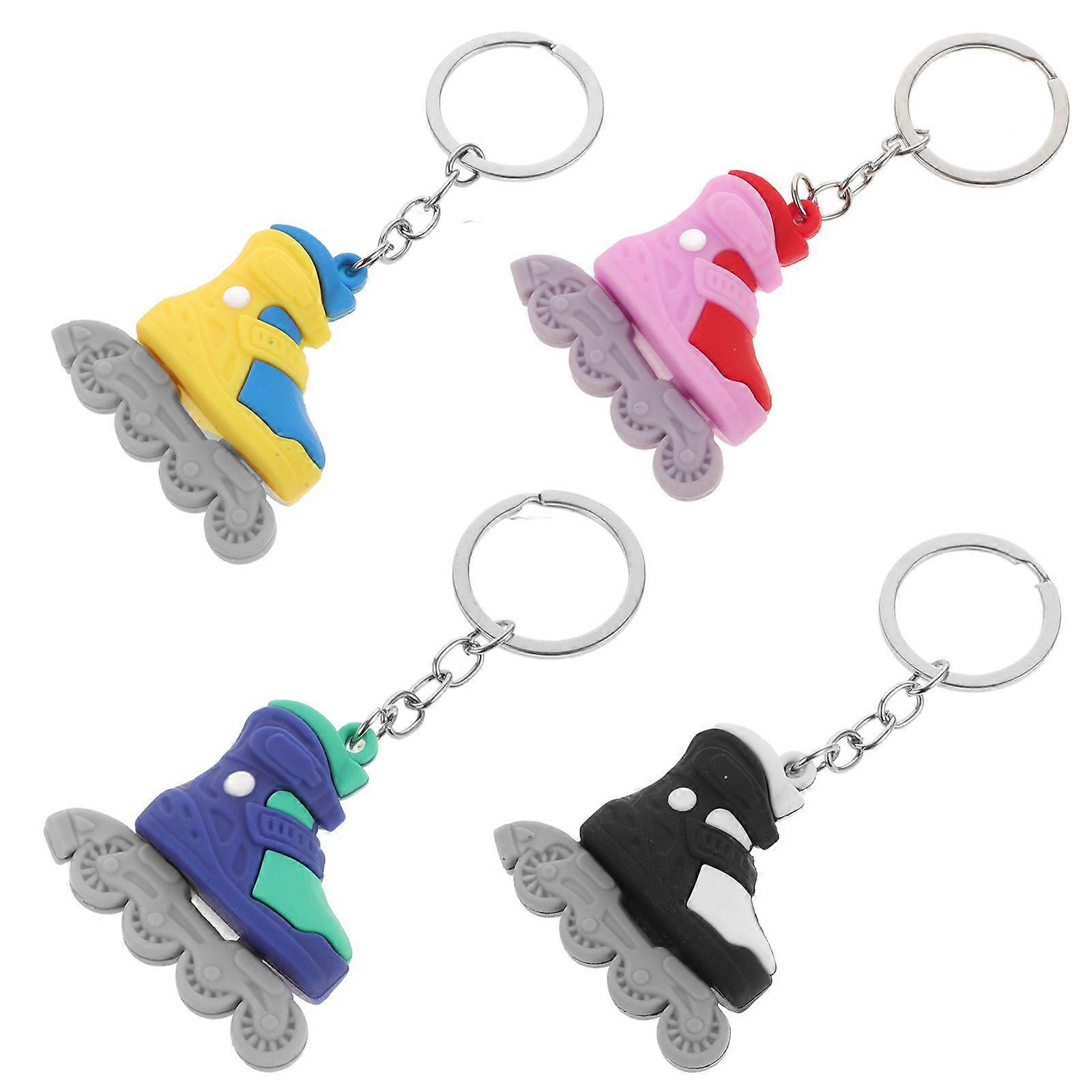 4pcs Roller Skate Shaped Pendant Backpack Hanging Charm Delicate PVC Keychain Charm