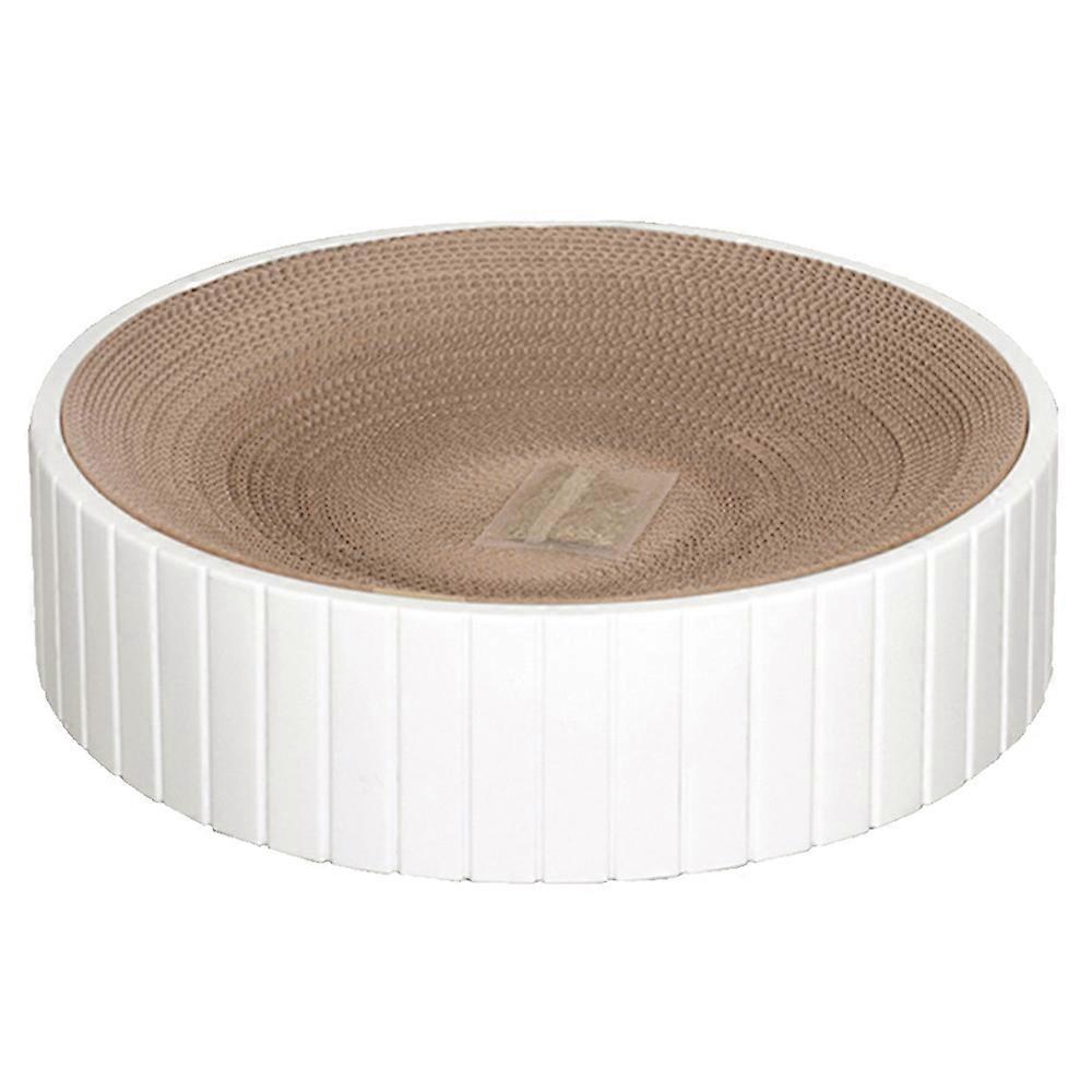 Round scratching board for cats white: durable cardboard scratching mat
