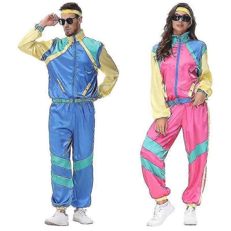 80s / 90s Retro Tracksuit, Shell Suit Party Dress Costume -bc