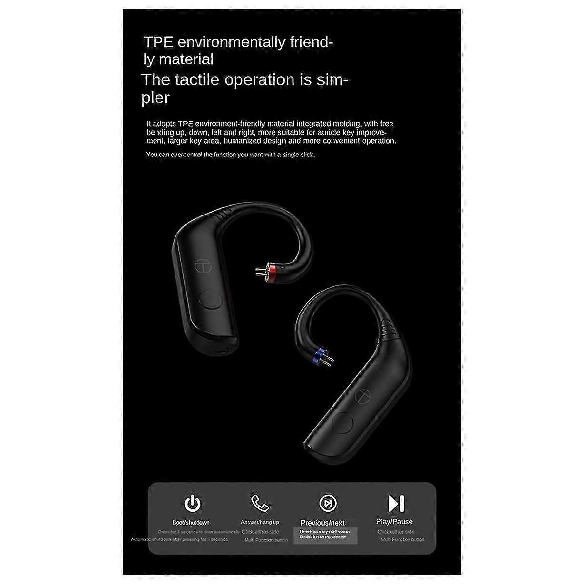 BT20 Pro Wireless Bluetooth 5.3 HiFi Earphones Module Upgrade Cable Connector Replaceable Plug Ear Hook 0.75mm